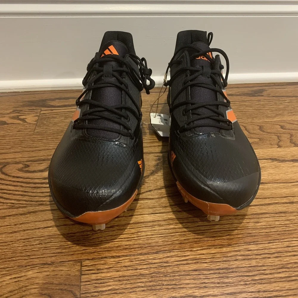 Adidas Adizero Afterburner 8 Black Orange Metal Baseball Cleats Men's 14 H00975